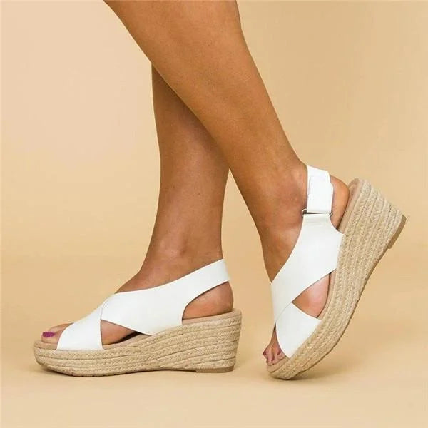 "Bequeme orthopädische Damensandalen in Beige mit Keilabsatz und verstellbaren Riemen für optimalen Komfort und Unterstützung