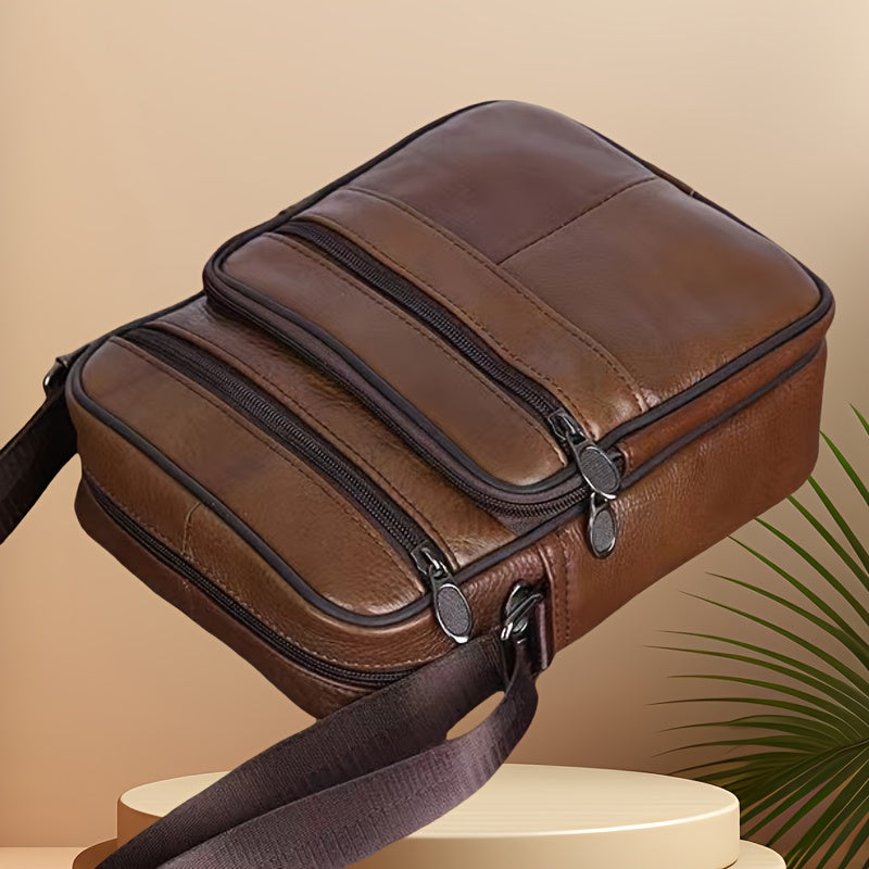Stylish black men's shoulder bag with adjustable strap, perfect for everyday carry & travel.