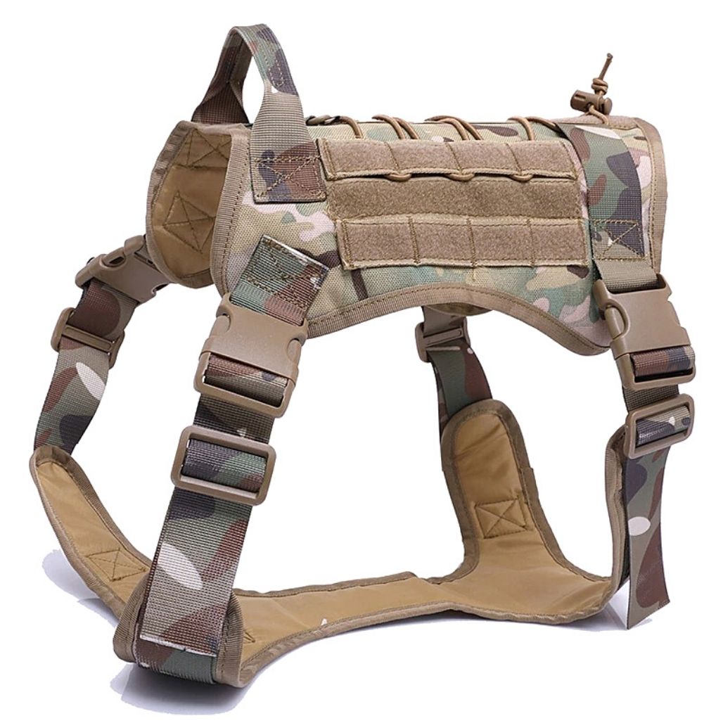 Training harness for dogs: black tactical design with handle, durable, adjustable, pet supplies