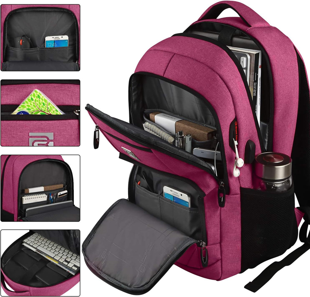 Women's anti-theft backpack in a minimalist design, with USB charging port.