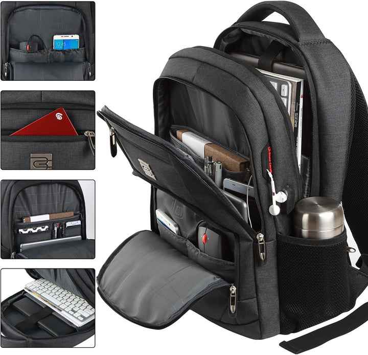 Anti-theft commuter bag showing ample storage and robust, secure build.
