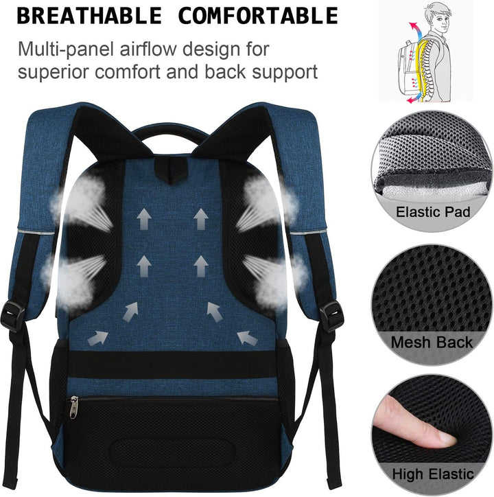 Side view of a slim commuter anti-theft backpack with external USB port.