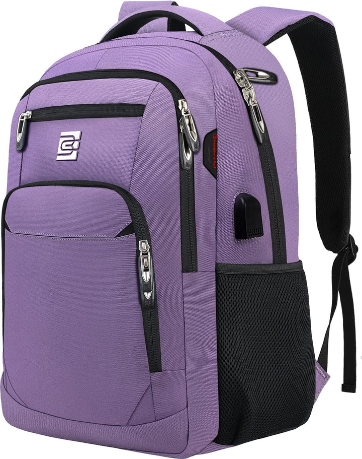 Man carrying a stylish black anti-theft laptop backpack on a city street.