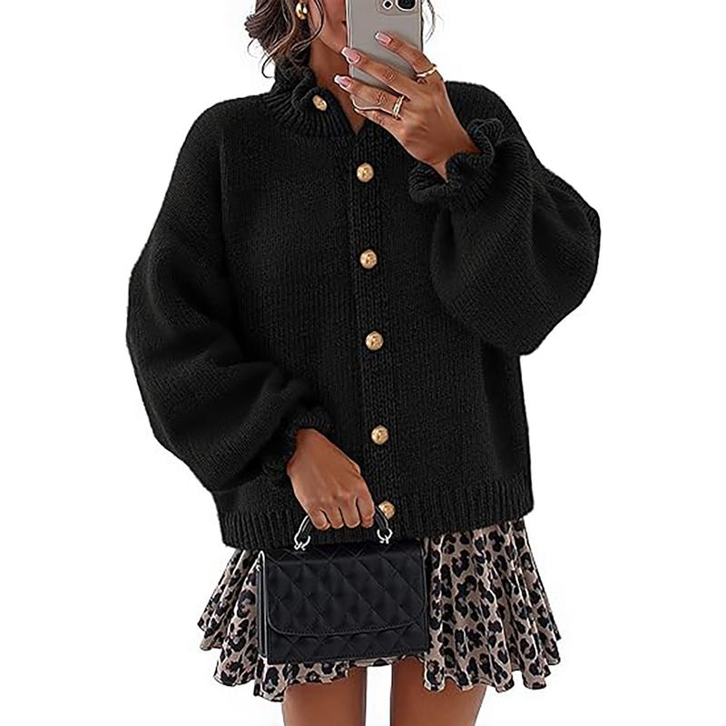 Women's chic button-front cardigan. Long sleeve, comfortable & elegant for versatile layering.
