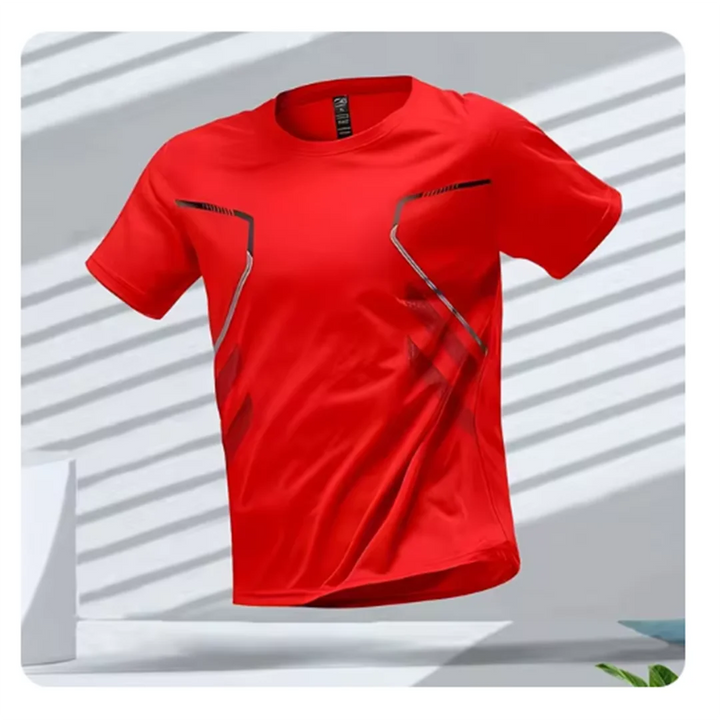 Blaues Herren Sport T-Shirt, atmungsaktiv, schnelltrocknend, ergonomisches Design für maximale Bewegungsfreiheit.