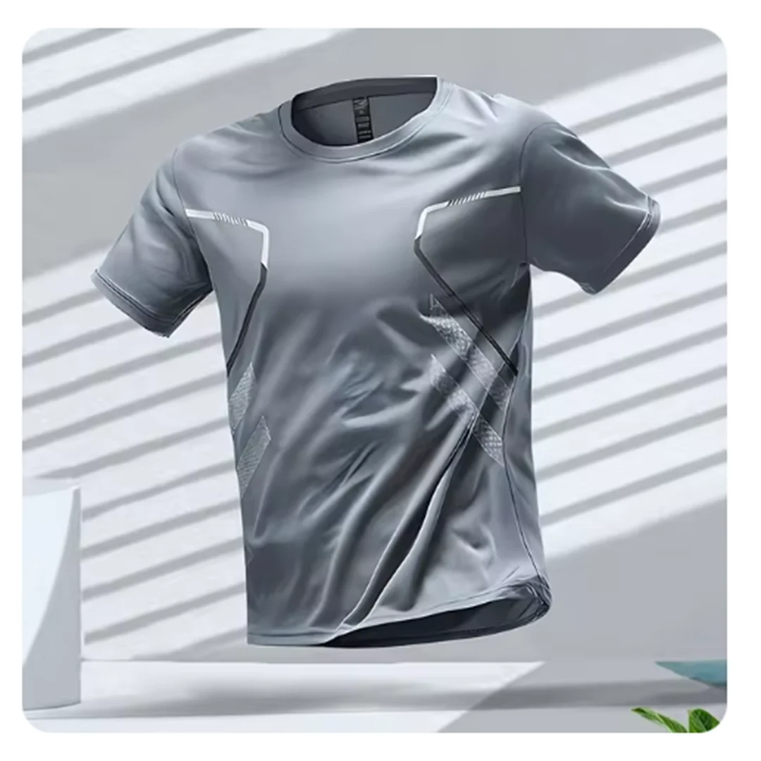 Blaues Herren Sport T-Shirt, atmungsaktiv, schnelltrocknend, ergonomisches Design für maximale Bewegungsfreiheit.