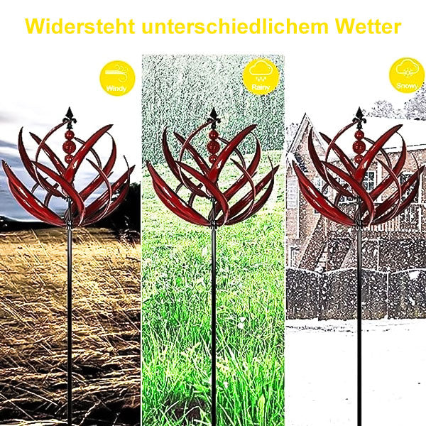 Blaues Metall-Windspiel im robusten Design für den Garten, elegantes Dekor für Außenbereiche.