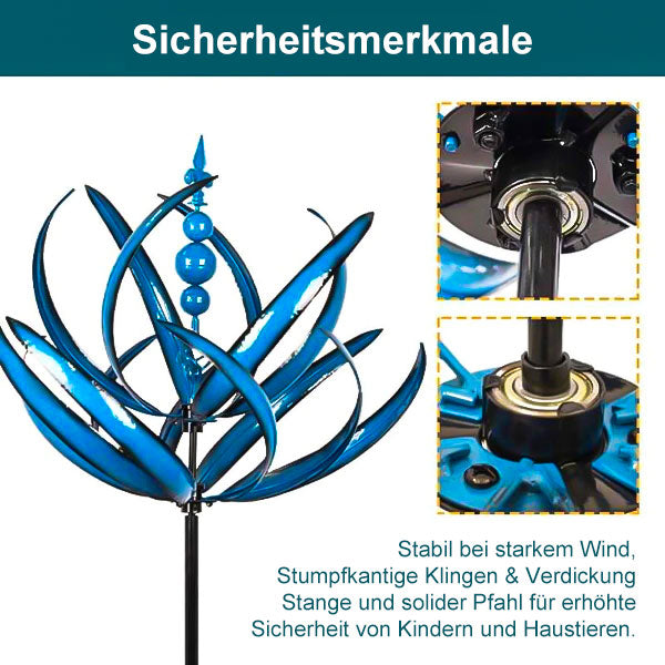 Blaues Metall-Windspiel im robusten Design für den Garten, elegantes Dekor für Außenbereiche.
