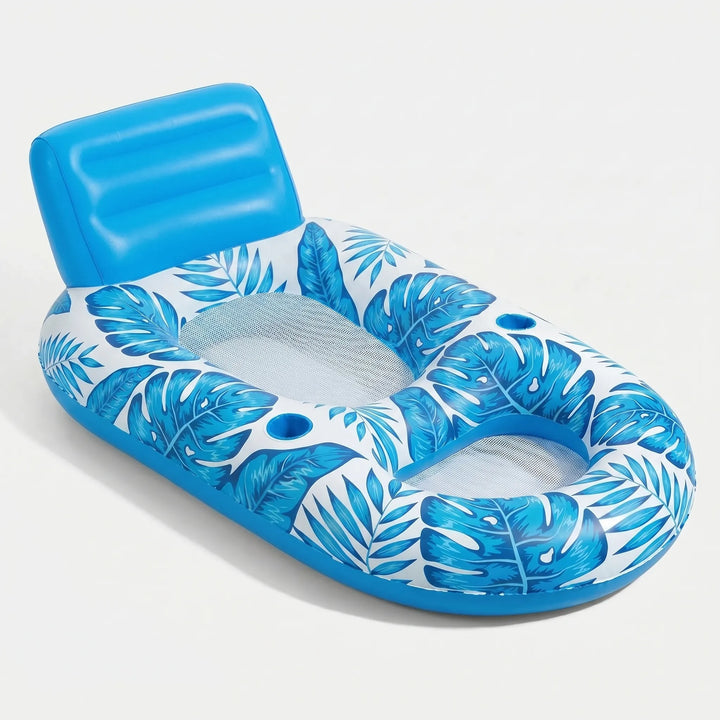 Premium inflatable pool float lounger with built-in cup holders, ideal for luxurious outdoor leisure.