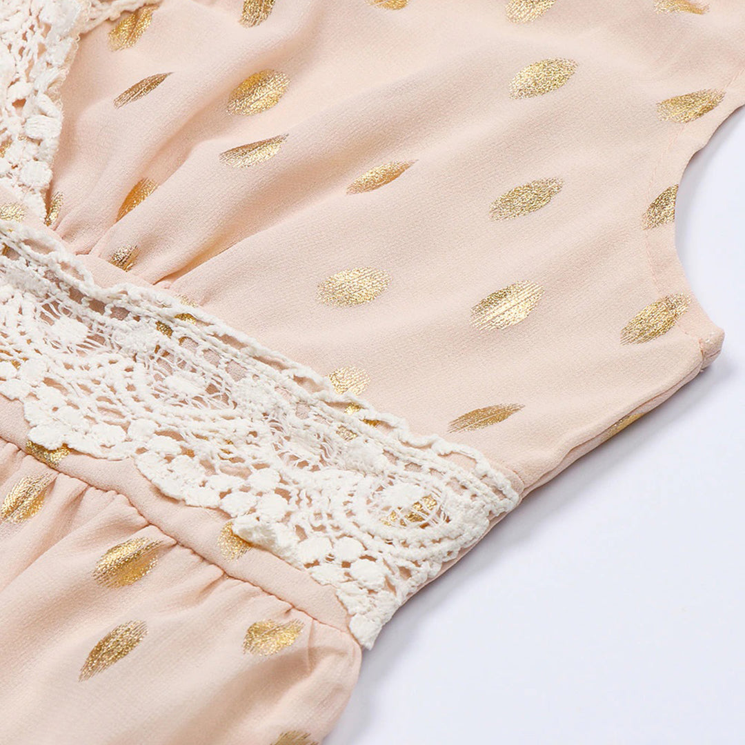 Boho-Sommerkleid Damen in Blau, locker geschnitten mit fein gearbeiteten Details, ideal für stilvolle Sommer-Tage.