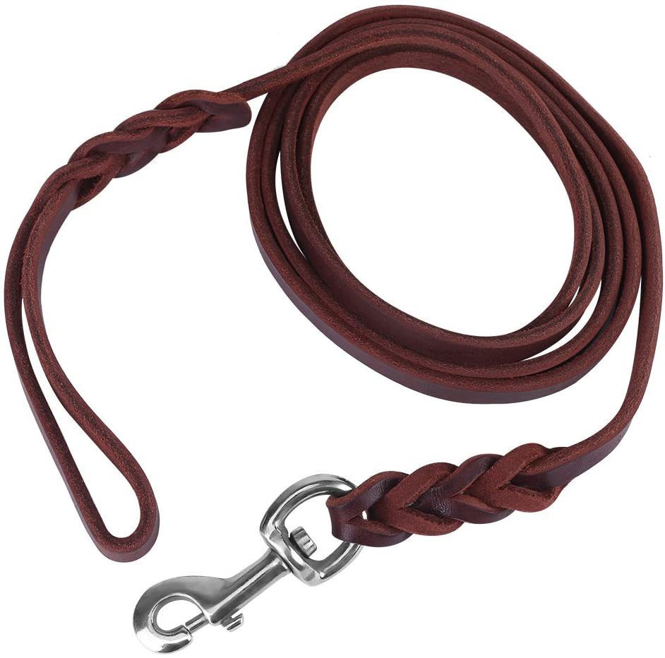 Braided leather dog leash, unisex, for pet training and daily walks, durable and stylish
