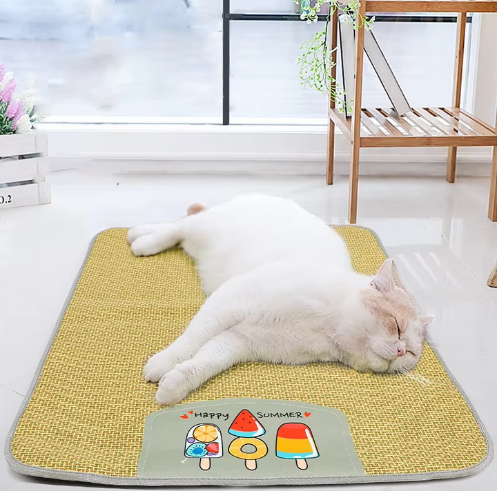Breathable rattan pet cooling mat for dogs & cats, perfect for summer comfort