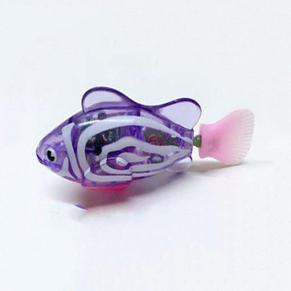 "Bunte interaktive Fischspielzeuge in Aquarium für Katzen, leuchtende Farben, realistische Bewegungen, sensorisches Spiel."