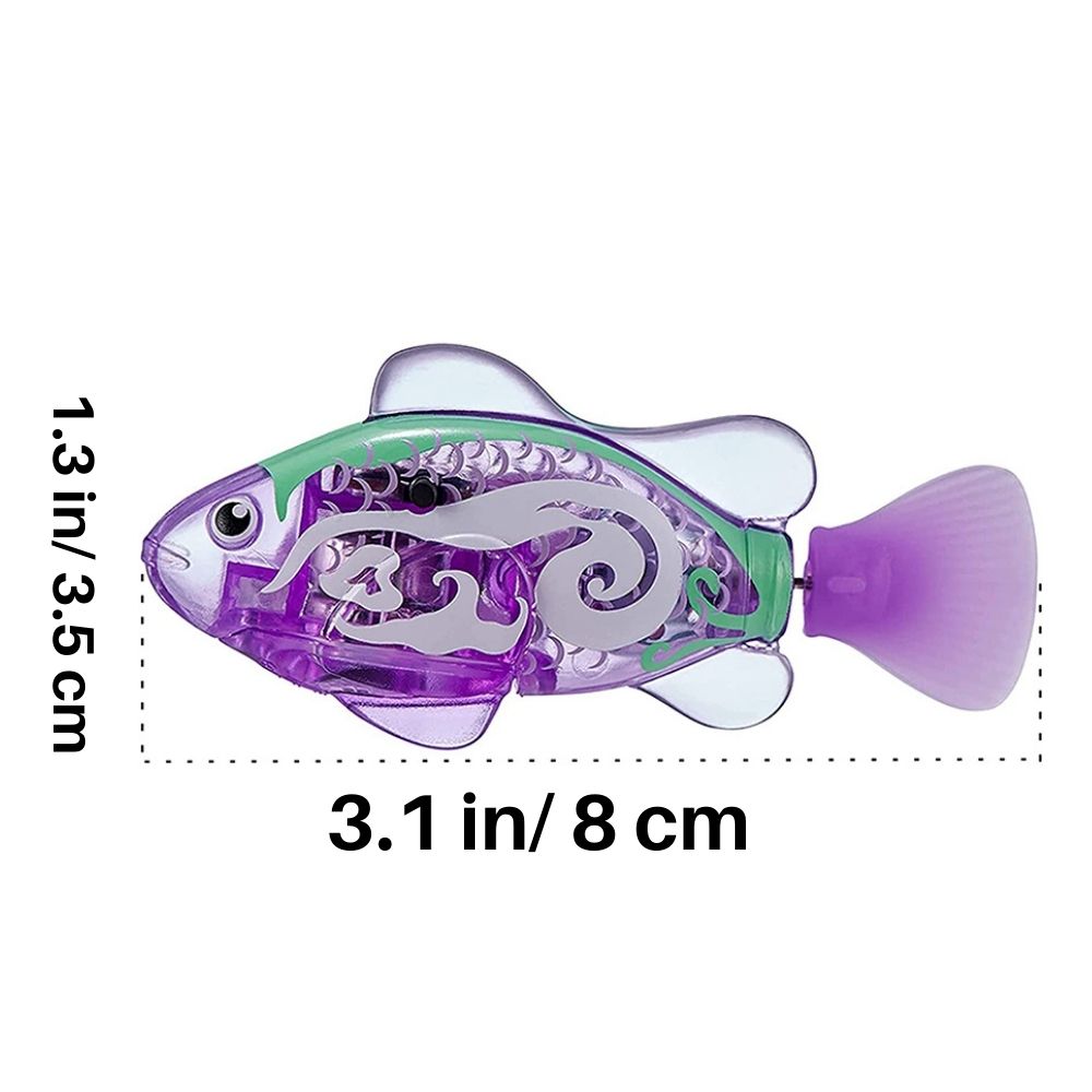 "Bunte interaktive Fischspielzeuge in Aquarium für Katzen, leuchtende Farben, realistische Bewegungen, sensorisches Spiel."