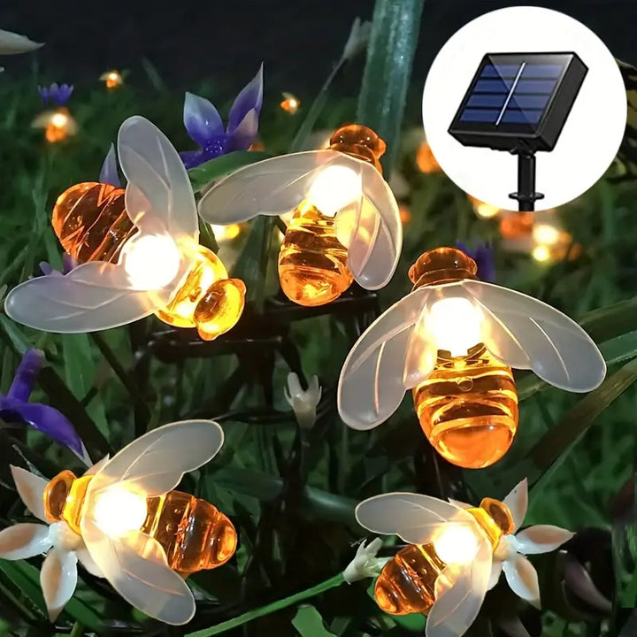 "Bunte Solar Blumenlichterkette im Garten bei Nacht, wetterfest, umweltfreundlich, Blumenform, stimmungsvolle Beleuchtung"