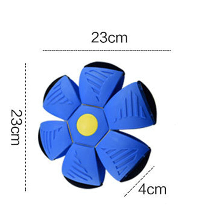 "Bunter Verwandlungsball für Kinder, der sich von einer flachen Scheibe in einen Ball verwandelt, ideal für Outdoorspaß."