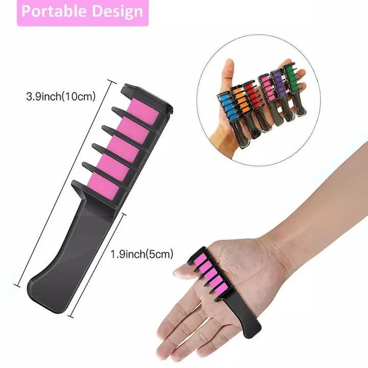 "Bunter waschbarer Haarkreide-Kamm für kreative Haar-Highlights und einfaches Styling, ideal für temporäre Farbveränderungen.