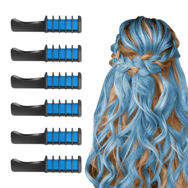 "Bunter waschbarer Haarkreide-Kamm für kreative Haar-Highlights und einfaches Styling, ideal für temporäre Farbveränderungen.