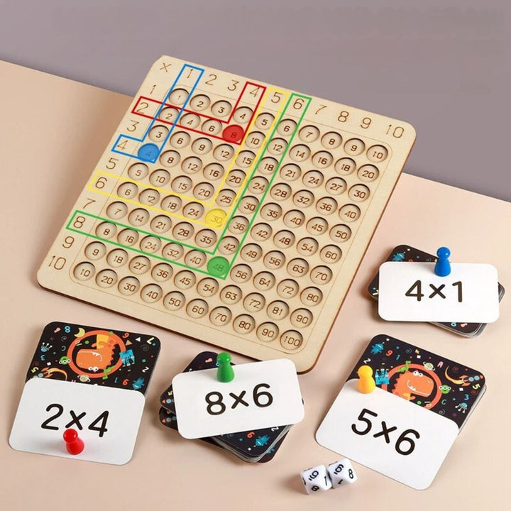 "Buntes Montessori Zahlenspiel aus Holz mit Zahlenchips, fördert mathematisches Verständnis und Feinmotorik bei Kindern."