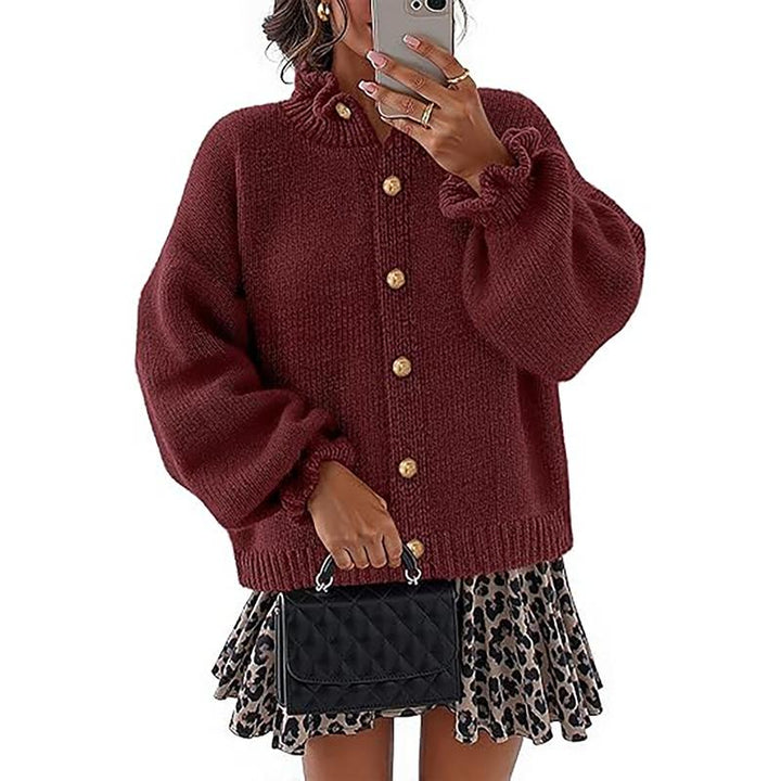 Elegant women's buttoned cardigan. Classic design, long sleeve for chic style & comfortable fashion outerwear.