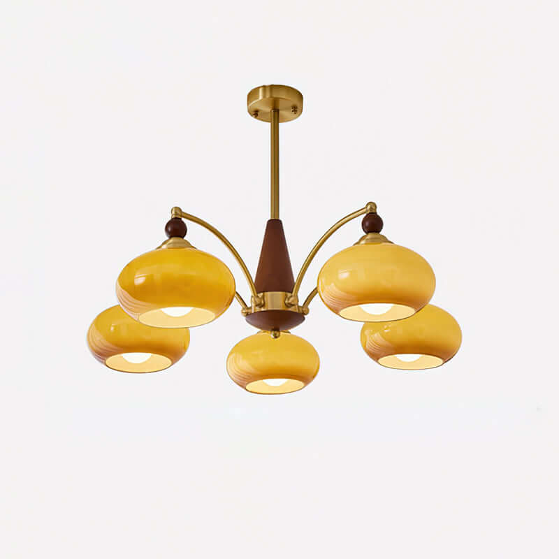 Retro Kronleuchter Holz & Messing