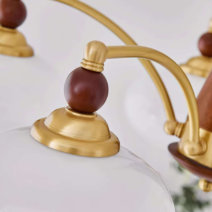 Retro Kronleuchter Holz & Messing