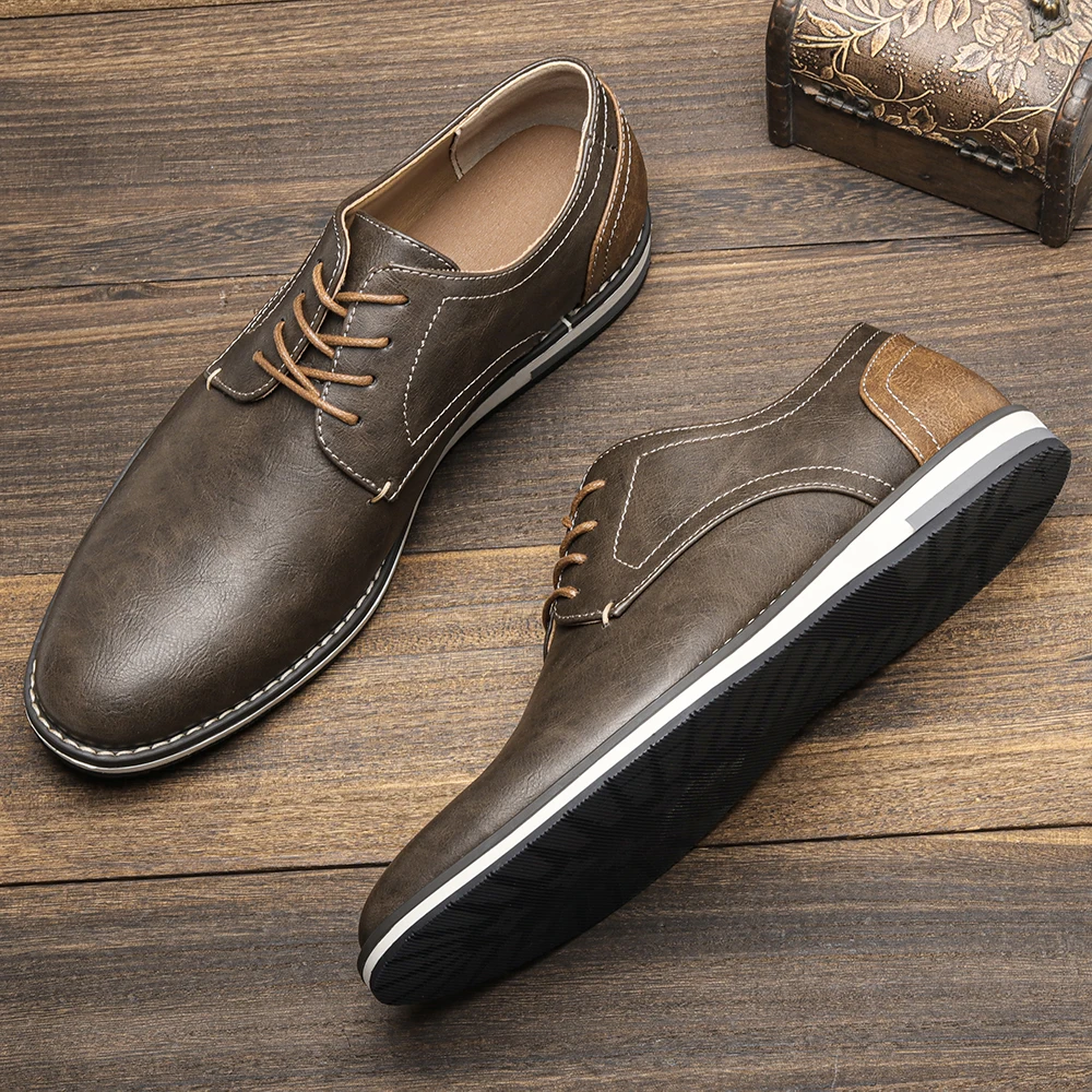 Stylish men's comfortable Derby dress shoes, perfect for professional office and classic formal wear.