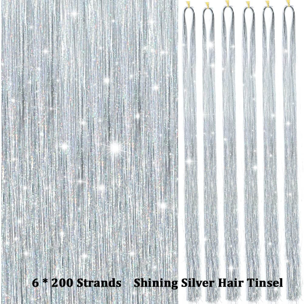 Glitzer Haar-Tinsel Set - Funkelnde Strähnen