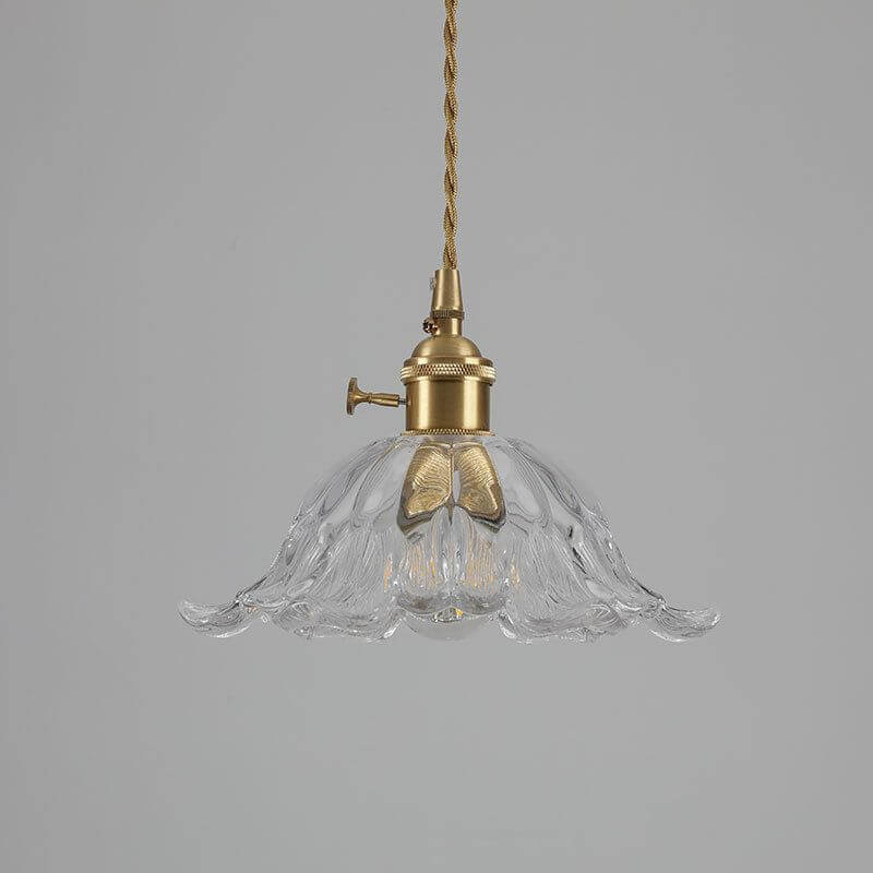 Goldene Hängeleuchte Glas Blume