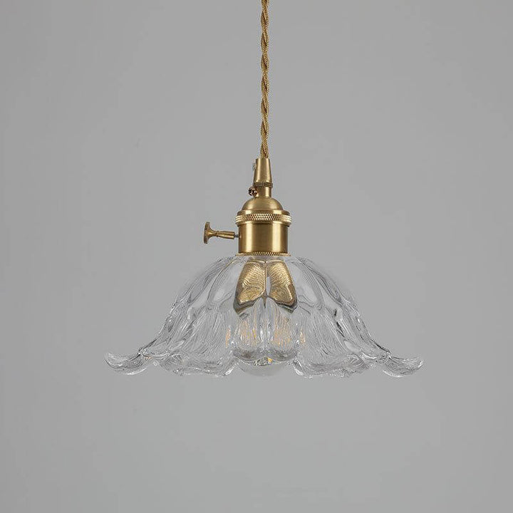 Goldene Hängeleuchte Glas Blume