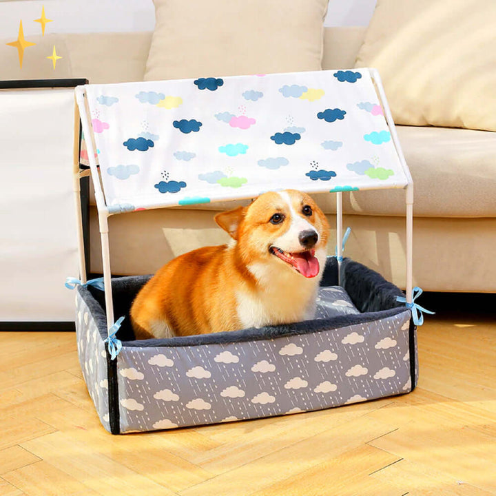 Kuschelige Fleece-Schlafhöhle mit Dach und Kissen