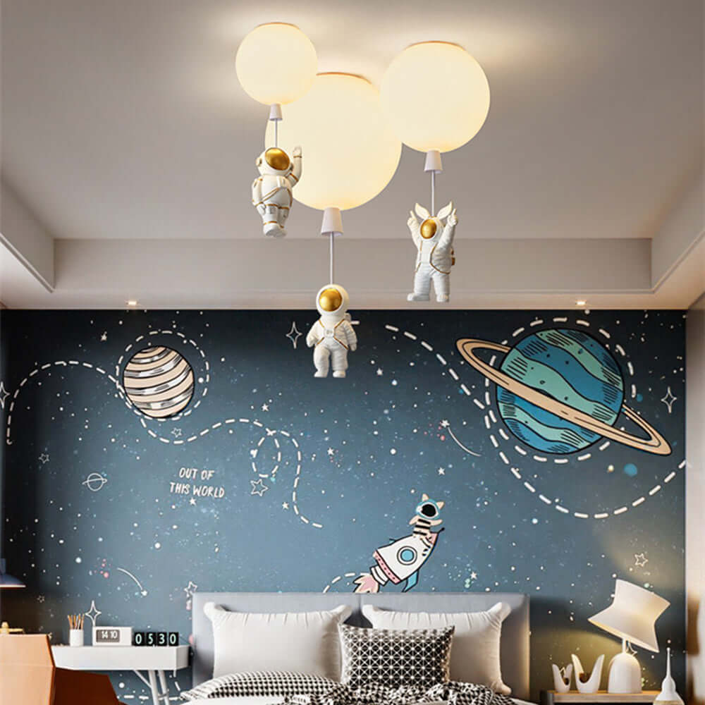 Moderne LED-Deckenleuchte "Mond & Astronauten"
