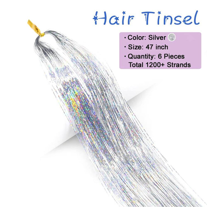 Glitzer Haar-Tinsel Set - Funkelnde Strähnen