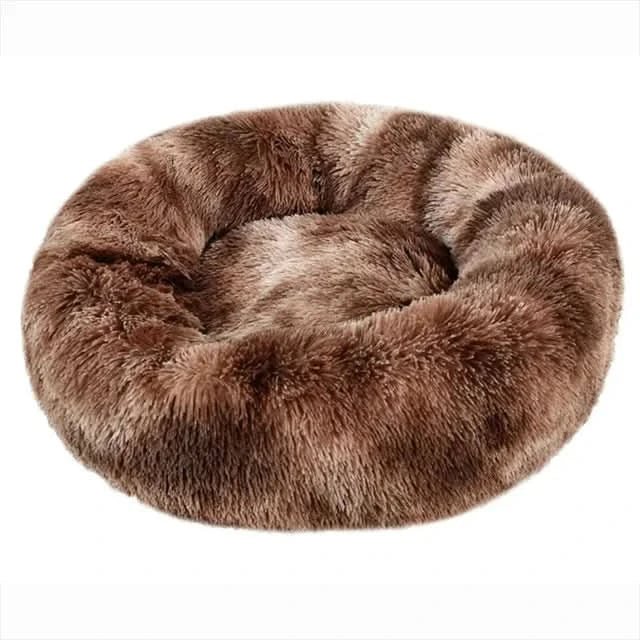 Orthopedic support plush dog bed, super soft calming lounger for joint and muscle relief.