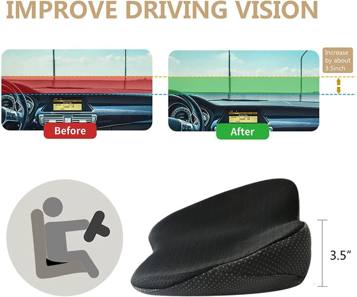 Relieve driving discomfort with a memory foam car booster seat cushion, posture aid.