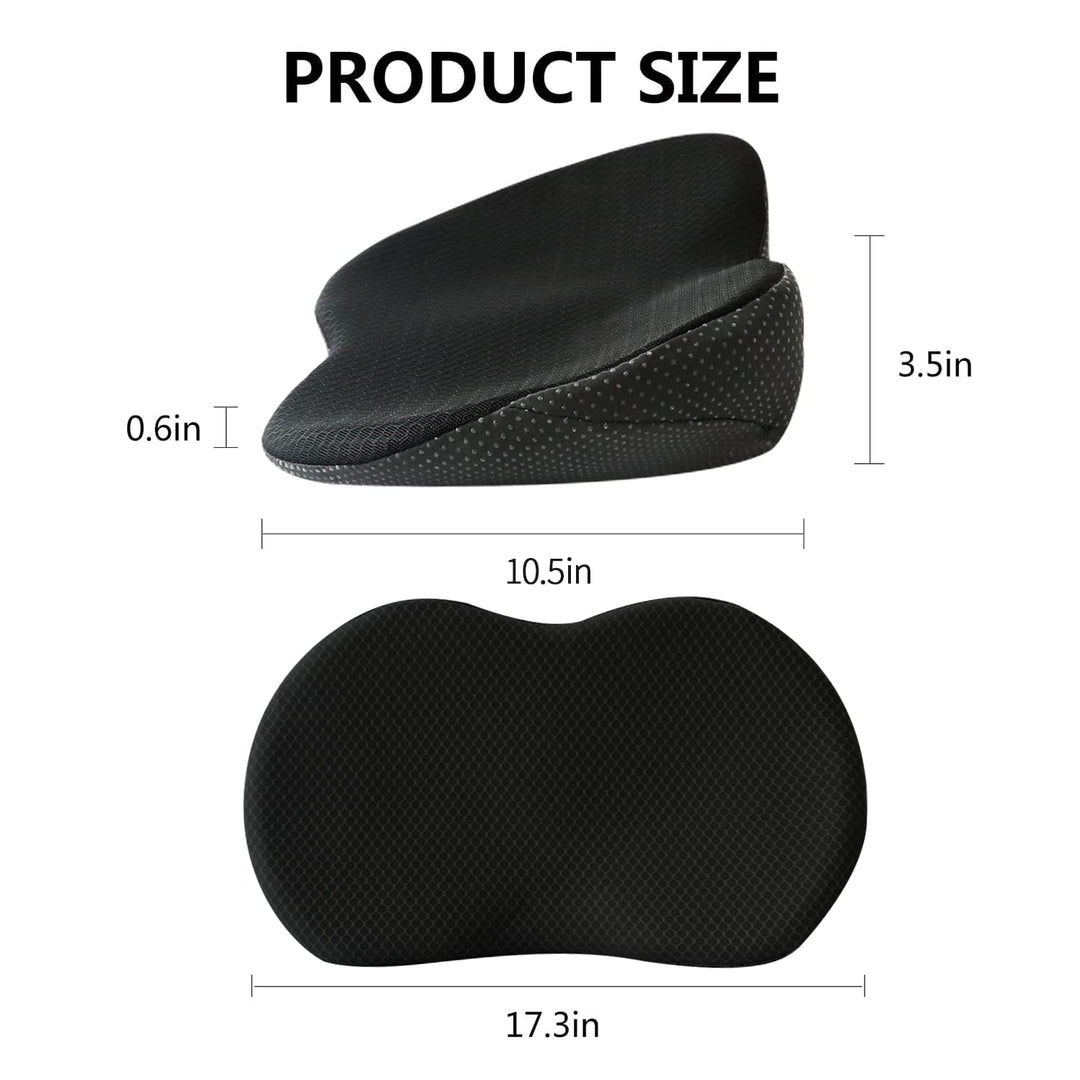 Unisex driving comfort booster seat cushion with memory foam, back support & washable cover.