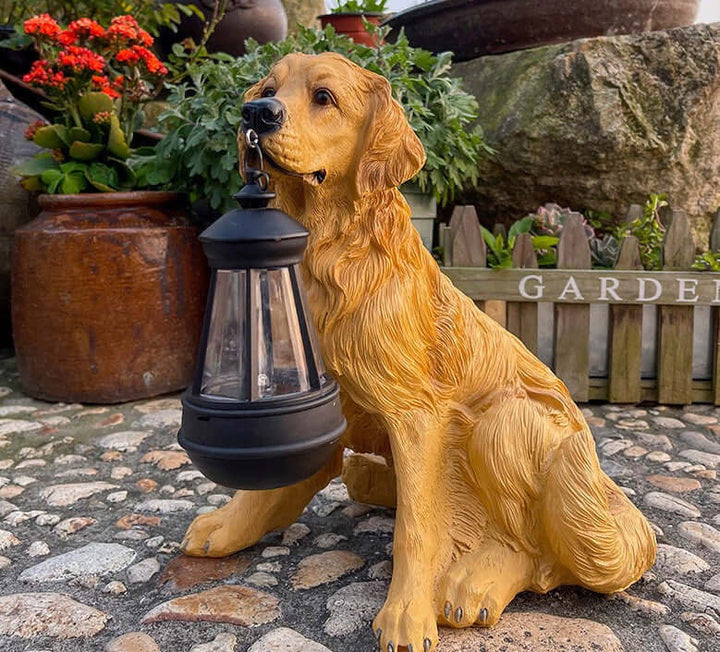 Solar-Hundefigur Gartenfigur LED Außenbeleuchtung