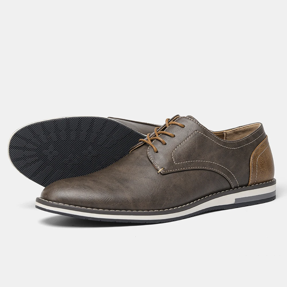 Close-up of men's classic Derby dress shoes, highlighting the professional design and quality finish.