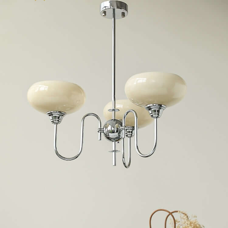 Cremefarbener Kaki Glas-Kronleuchter