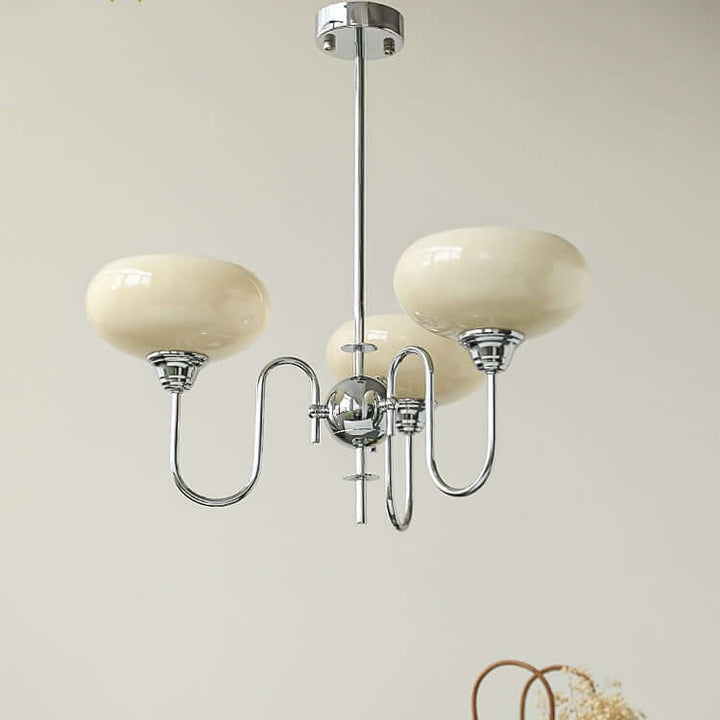 Cremefarbener Kaki Glas-Kronleuchter