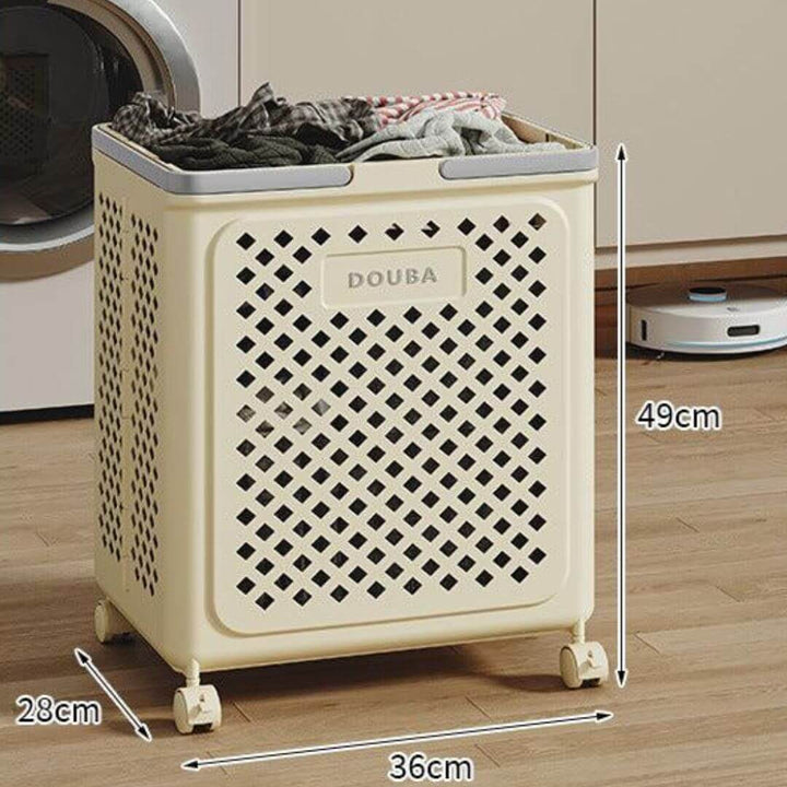Faltbarer Wäschekorb mit Rollen - Platzsparend & Mobil