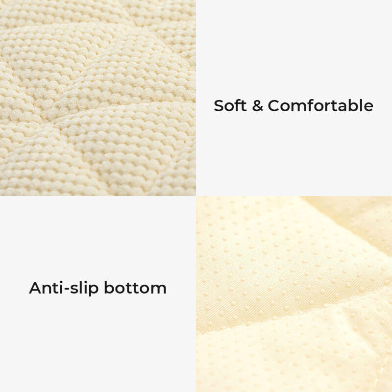 Cream chenille non-slip couch cover for living room, bread shape, easy to clean.