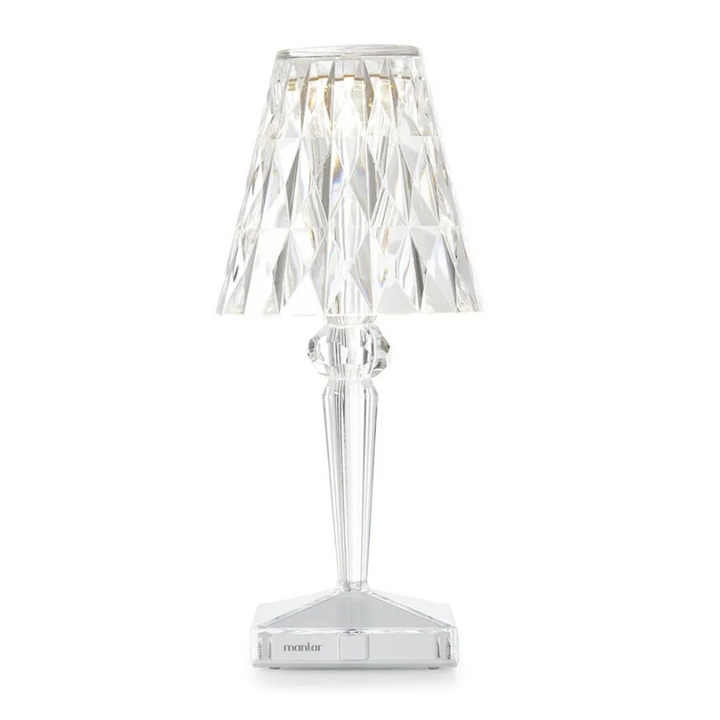 Glamorous CrystalLuxe decorative lamp, illuminating your bedroom or living room.