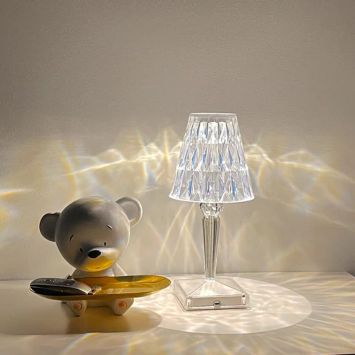 Chic crystal table lamp, bringing luxury and modern style to your home decor.