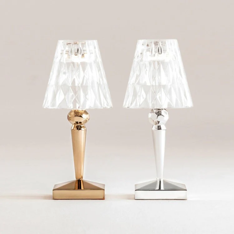 Luxury crystal lamp for tables, offering ambient lighting & modern glam decor.