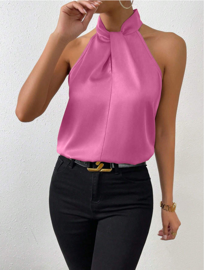 Women's sleeveless knot neck top, a comfortable and chic fit for any occasion.
