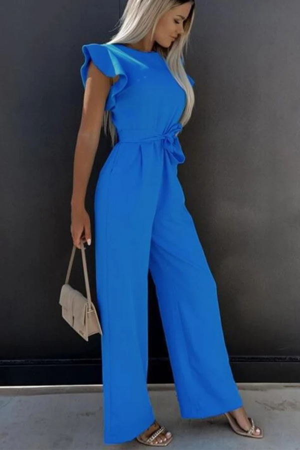 Chic women's open-back high-waist jumpsuit for elegant and versatile spring/summer fashion.