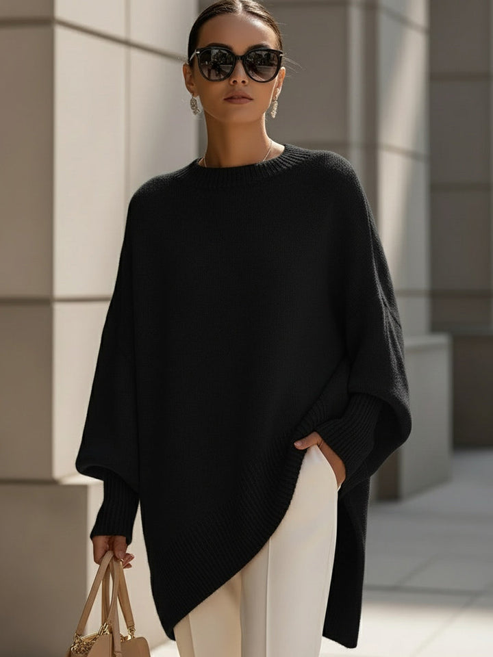 Fall fashion women's oversized sweater. Chic knit, comfortable relaxed fit, versatile everyday style.