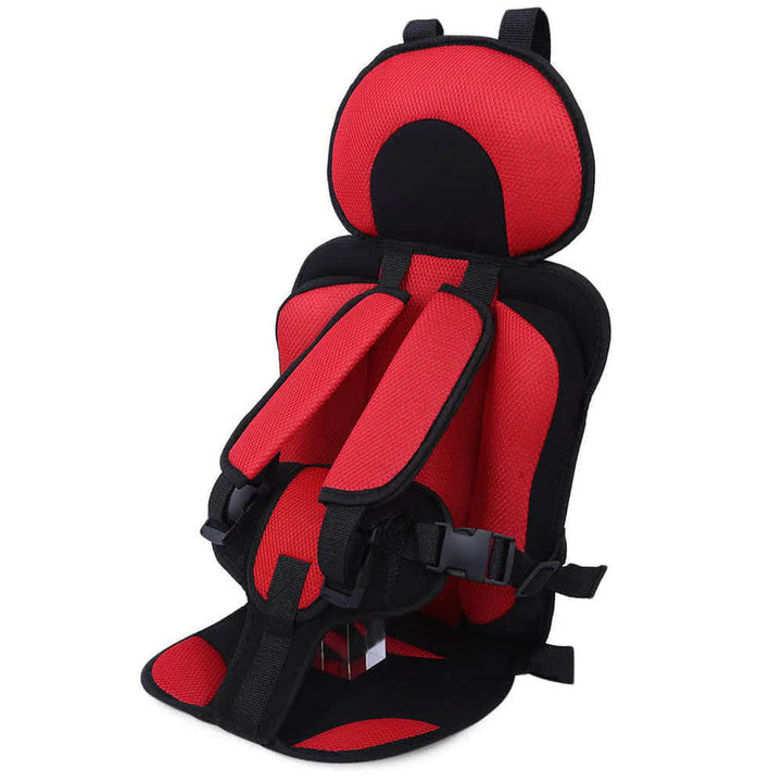 Children's adjustable car seat booster with 5-point safety harness for secure toddler and child travel.