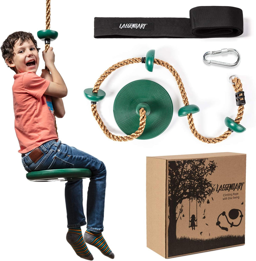 Kids' tree swing set featuring a sturdy climbing rope & disc platforms, perfect for backyard adventure & active play.